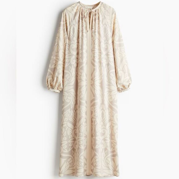 H&M Balloon-Sleeved Dress Light Beige Ramadan Modest Collection New - Picture 6 of 8